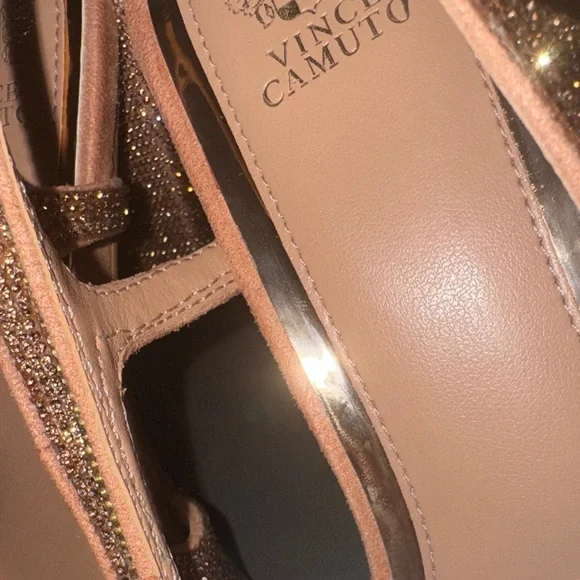 Vince Camuto Glittering Gold Slingback Heels - Picture 17 of 17